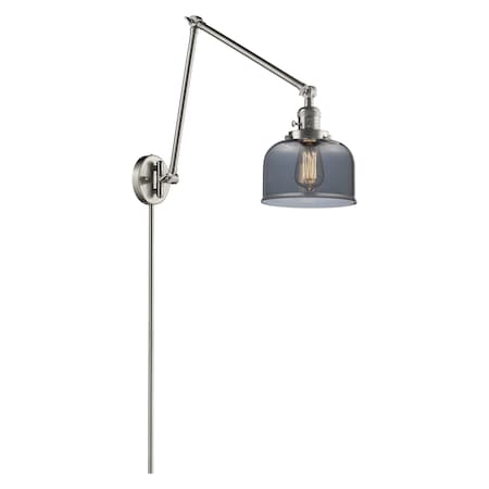 Innovations Lighting 1 Light Adjustable Large Bell 8In. Brushed Satin Nickel Double Swing Arm With Smoked Glass, 509015 238-SN-G73